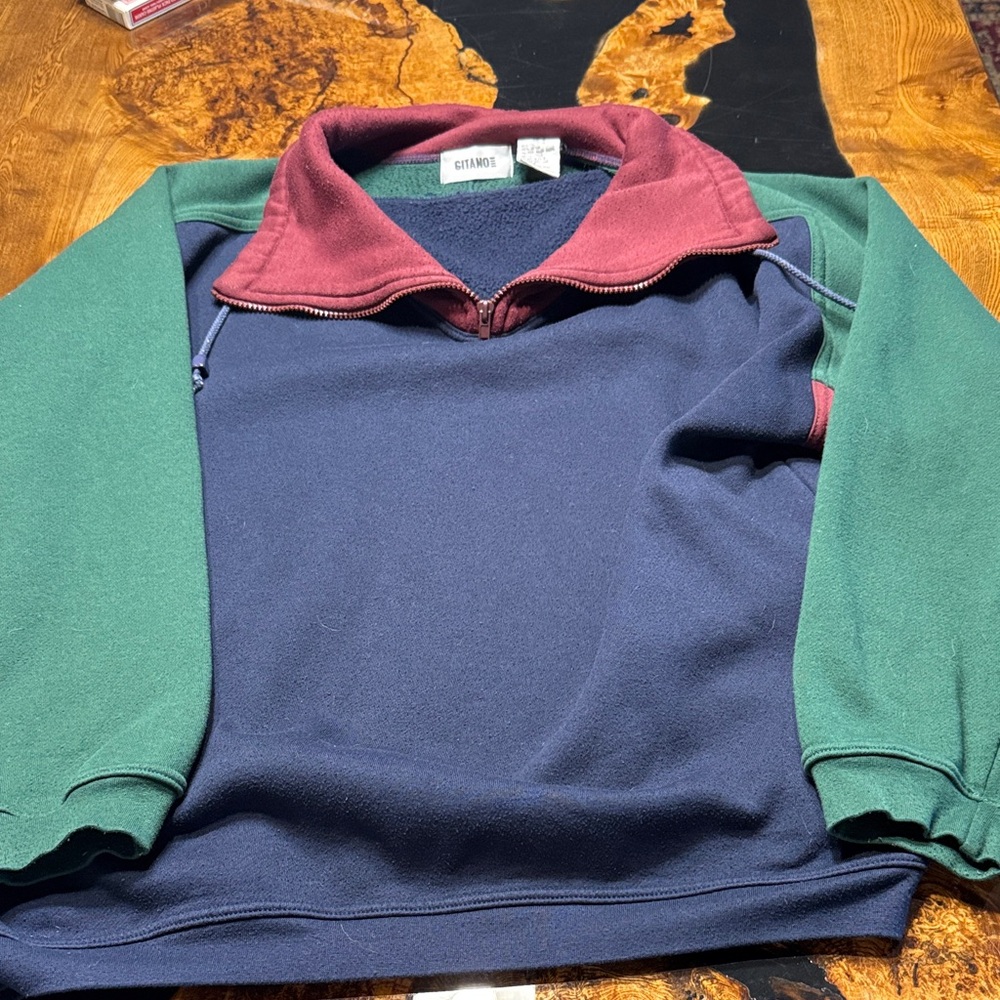 Vintage Gitano Multicolor Zip Collar Top